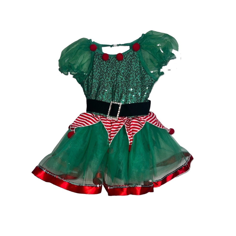 iEFiEL Kids Girls Christmas Santa's Elf Costume Tutu Dress Size 7 New